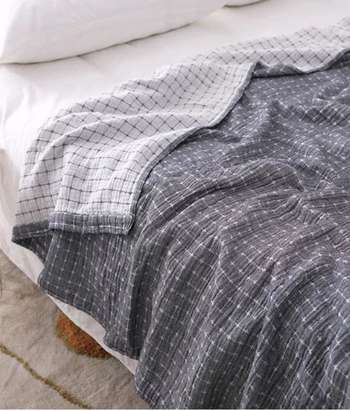 Lisslune | Simple Casual Cotton Blanket in Checkered Design – Soft and Comfortable for Your Home