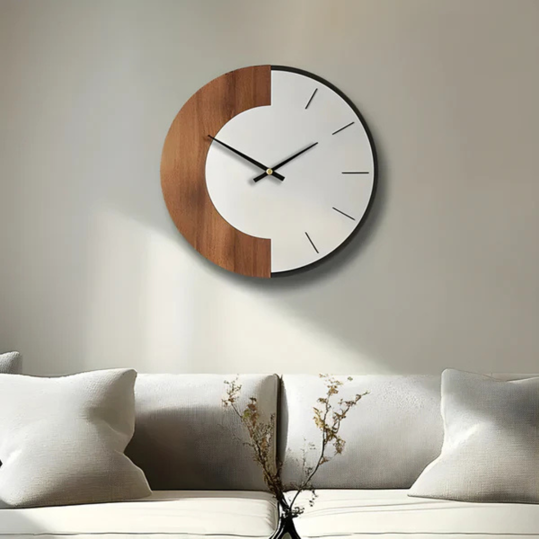 Lisslune | Oud – Large Wooden Wall Clock | Silent Modern Home Décor