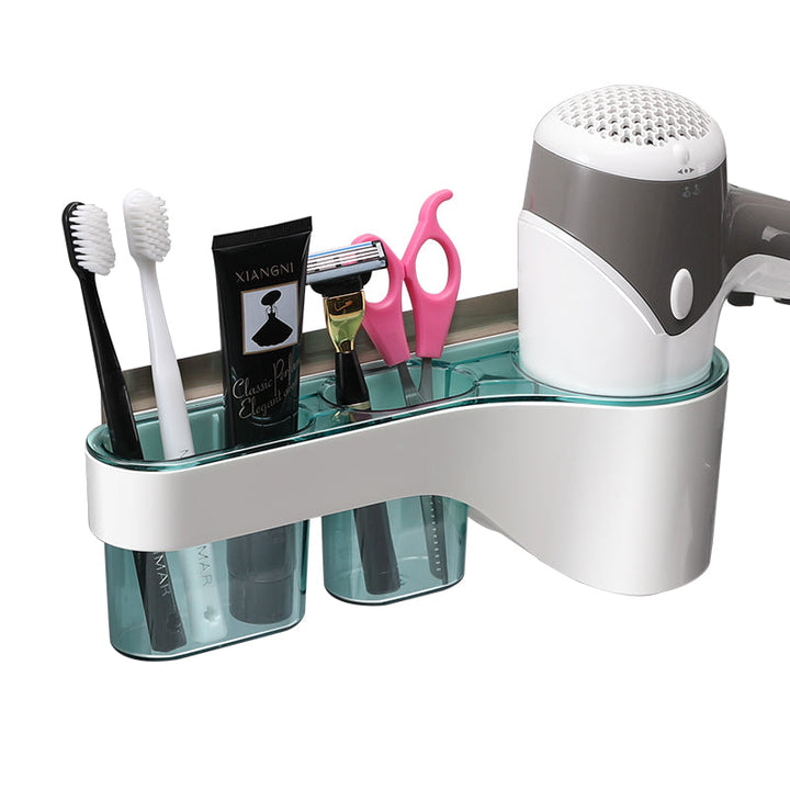 Lisslune | Punch-Free Bathroom Hair Dryer Wall Shelf with Comb, Razor Racks, for Storing Toilet Bathroom Items