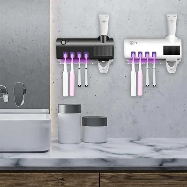 Lisslune | Smart UV Light Sterilizer Toothbrush Holder, Wall Mounted Toothpaste Dispenser