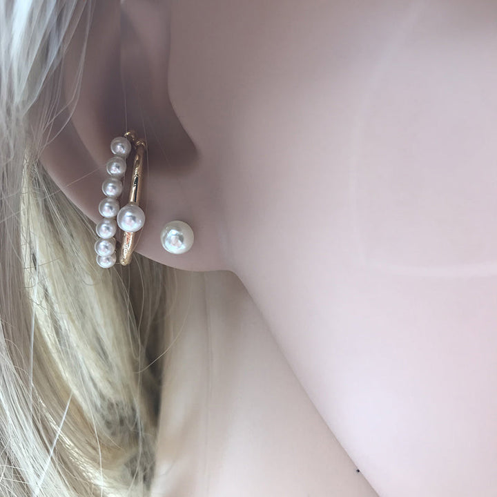 Lisslune | Minimalist Simulated Round Small Pearl Ear Cuff Earrings For Women