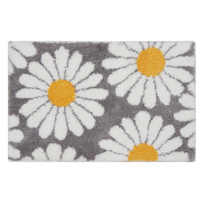Lisslune | Feblilac Sweet Daisy Bath Mat, Purple Flower Carpet Bathroom
