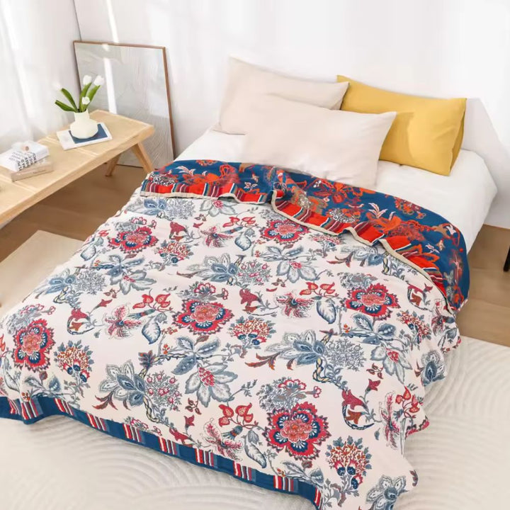 Lisslune | Retro Botanica Bliss Cotton Blanket
