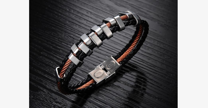 Lisslune | Rough Tracks Stainless Steel Men's Bracelet