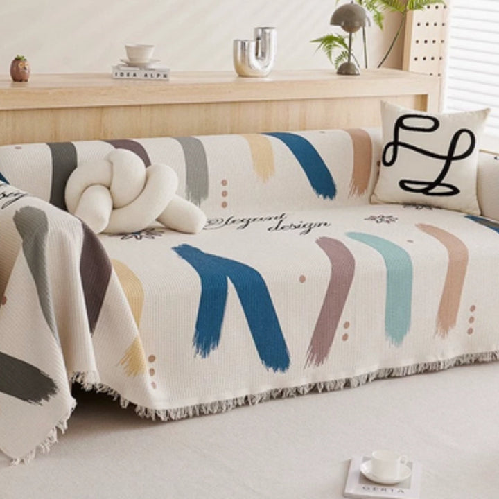 Lisslune | Lumiere Abstract Tasseled Sofa Cover
