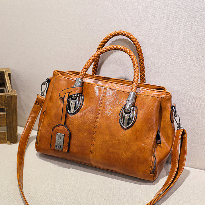 Lisslune | New handbags made of oil wax leather Boston, large tote bag made of soft leather