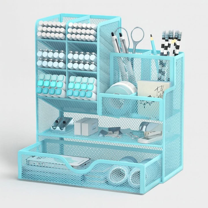 Lisslune | Metal Desk Organizer with Compartments for Office Supplies