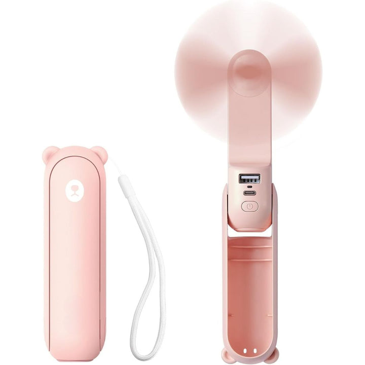 Lisslune | 3 In 1 Handheld Mini Fan | USB Rechargeable, Foldable Design & Ideal for Travel, Camping, and Outdoor Activities