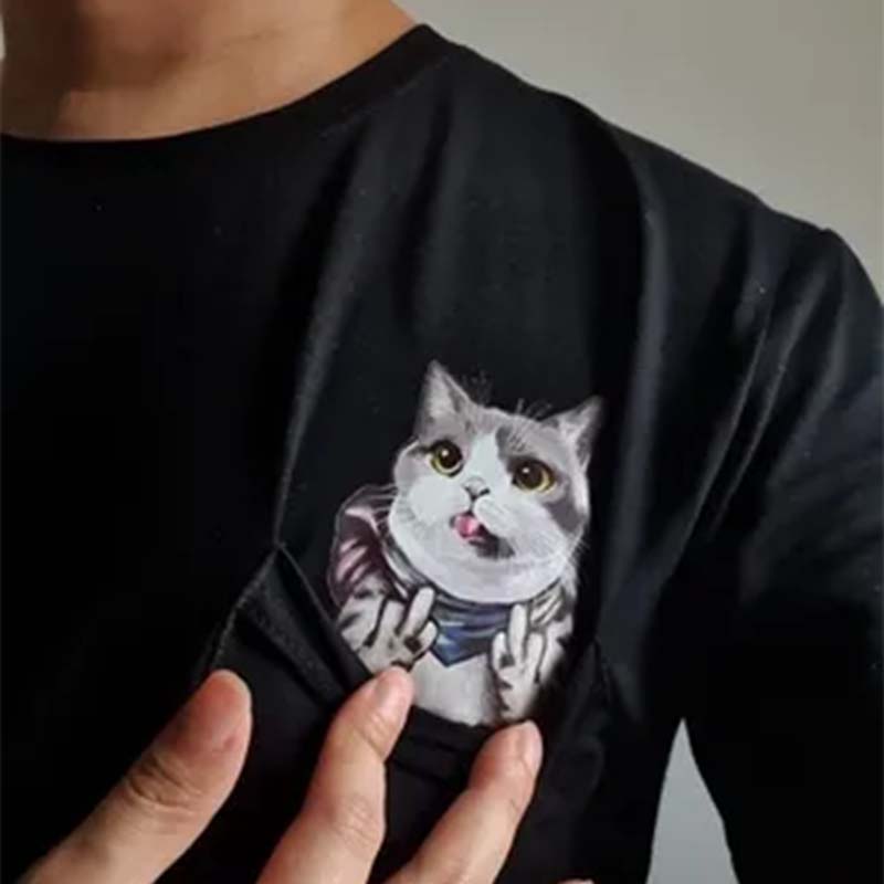 Lisslune | Pockets Middle Finger Cat T-Shirt