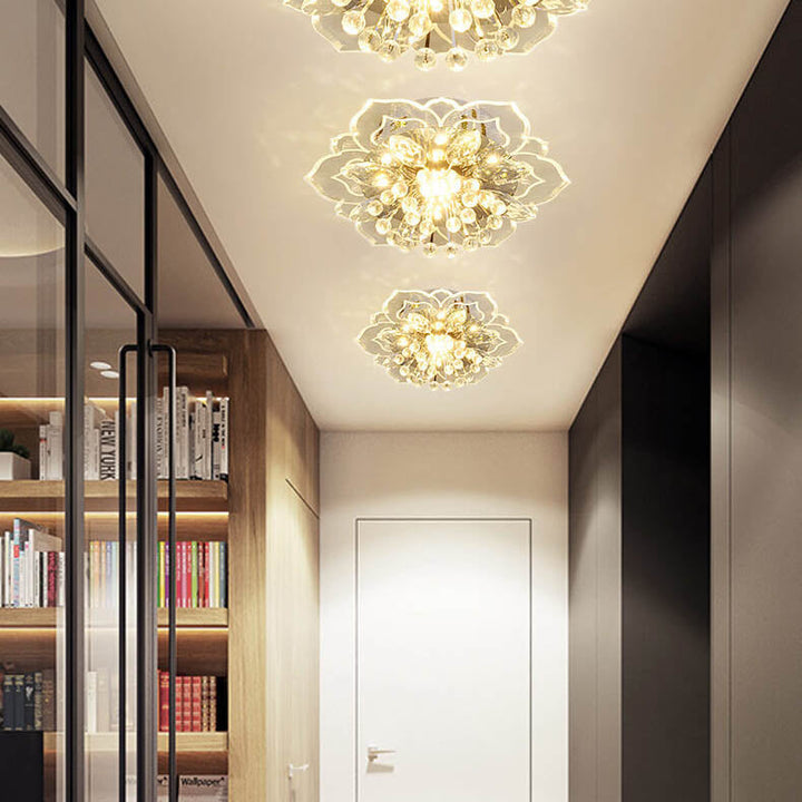 Lisslune | GlowPetal LED Crystal Ceiling Light | Flower Shaped | Modern Design | Energy Saving | Decorative Lighting