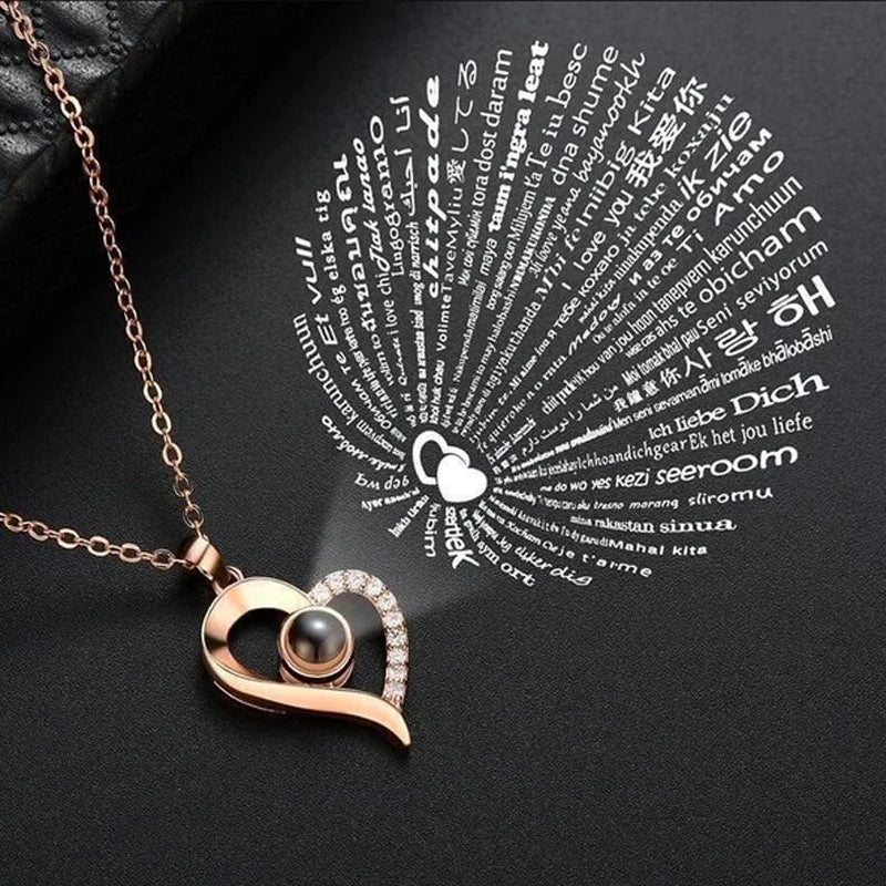 Lisslune | I love you roses bloom necklace in 100 languages gift set