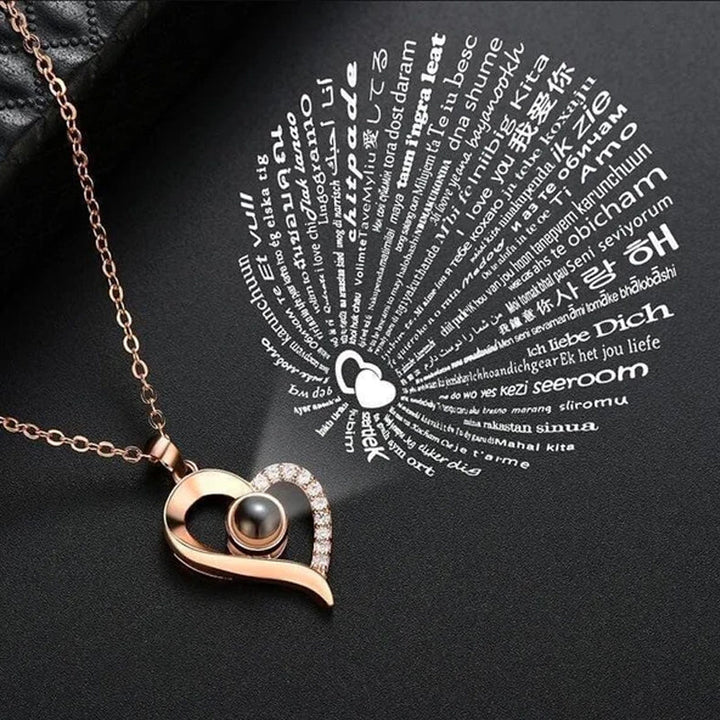 Lisslune | I love you roses bloom necklace in 100 languages gift set