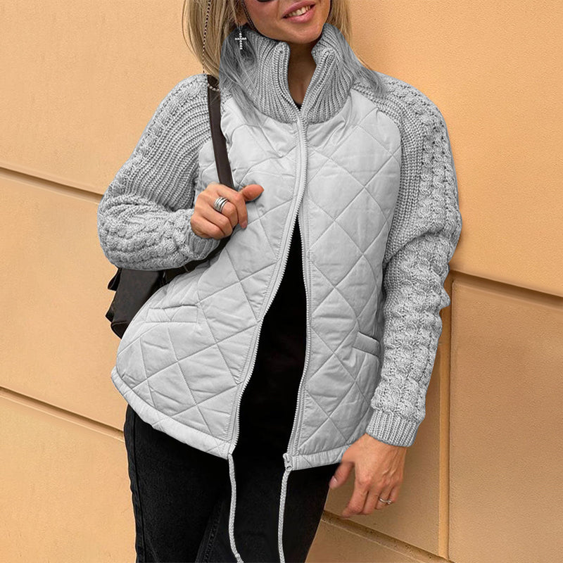 Lisslune | Solid Color High Collar Zipper Coat