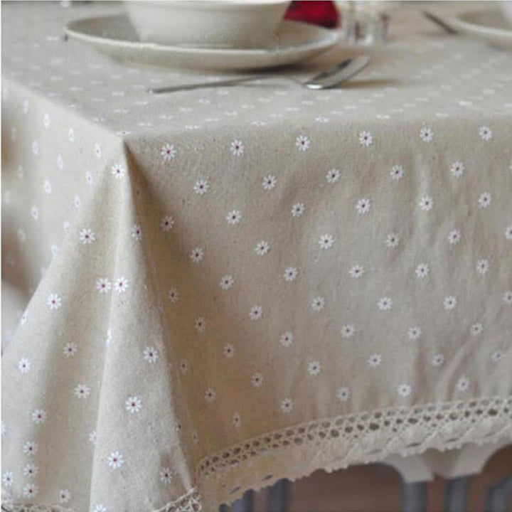 Lisslune | Daisy Print Cotton Linen Tablecloth
