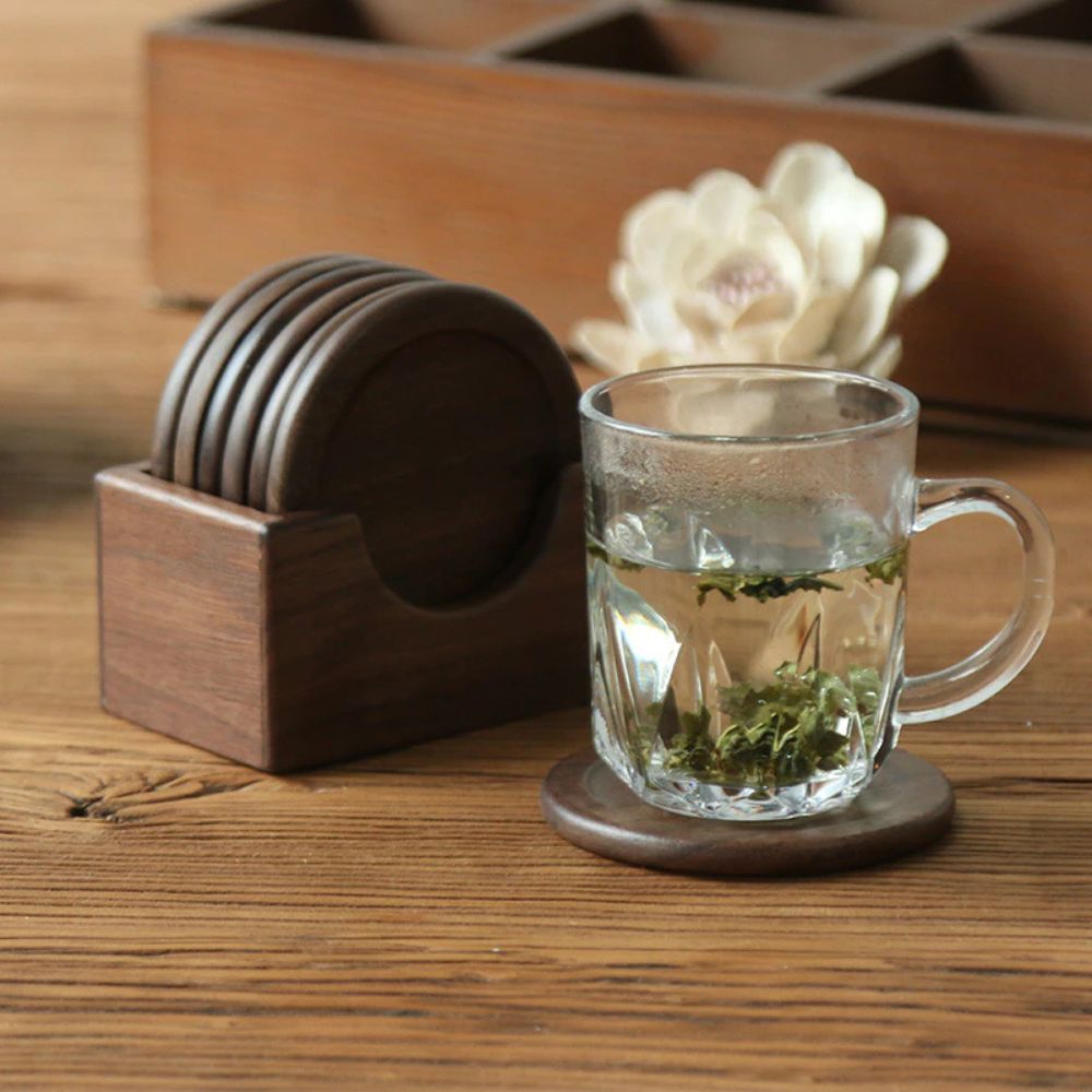 Lisslune | Japanese Style Wooden Coaster | 6pcs Set