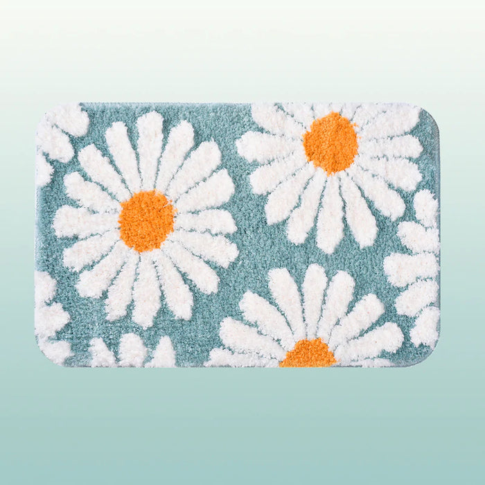 Lisslune | Feblilac Sweet Daisy Bath Mat, Purple Flower Carpet Bathroom