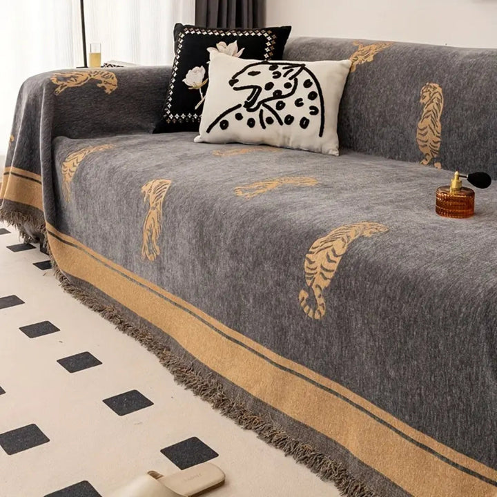 Lisslune | Safari Tiger Chenille Sofa Cover