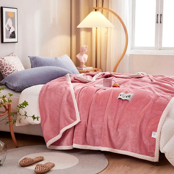 Lisslune | Flannel Fleece Snuggle Blanket in Pink
