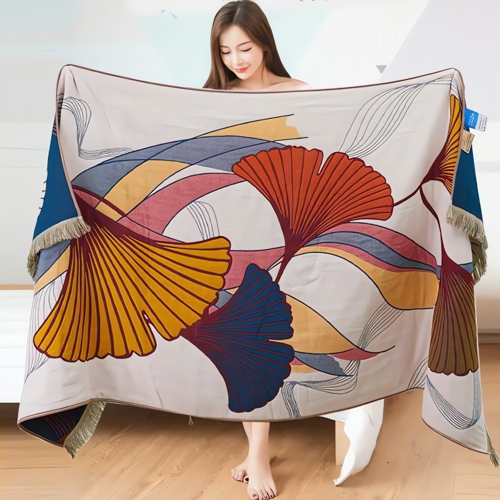 Lisslune | Ginkgo Leaf Cotton Tassel Towel