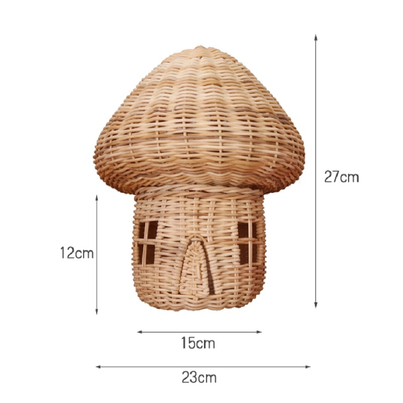 Lisslune | Handcrafted Rattan Mushroom House Ornament – Beautiful Woven Decoration for Home