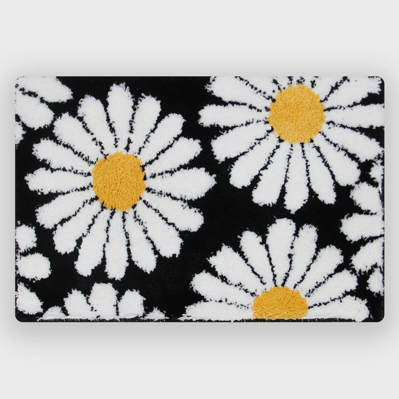 Lisslune | Feblilac Sweet Daisy Bath Mat, Purple Flower Carpet Bathroom