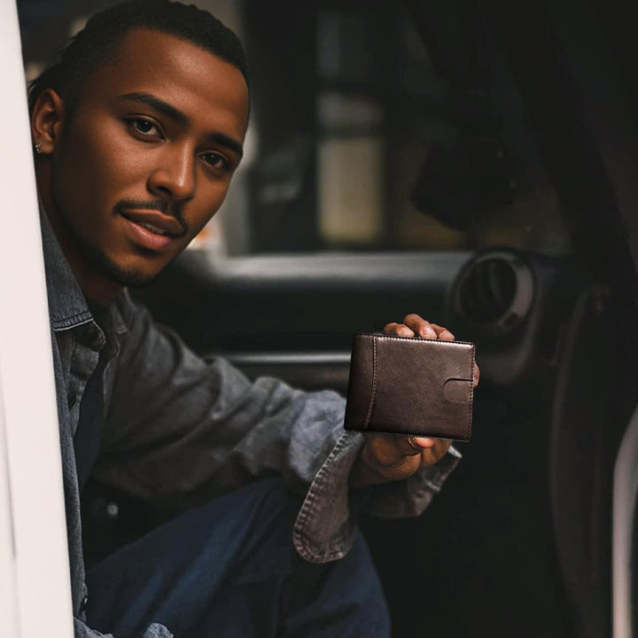 Lisslune | Theft-proof magnetic card holder made of genuine leather