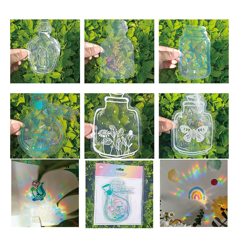 Lisslune | PVC Colorful Adsorption Rainbow Glass Window Stickers, 6 pcs