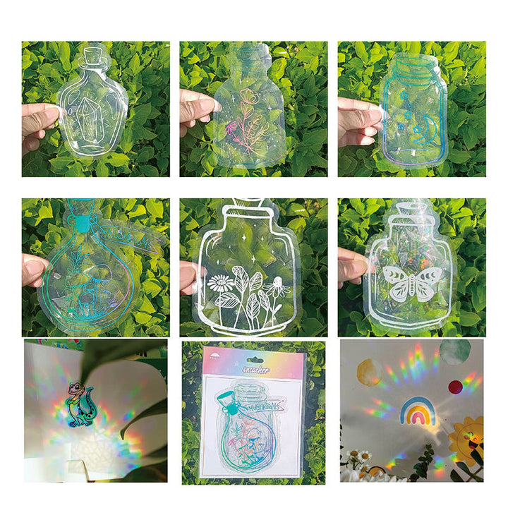 Lisslune | PVC Colorful Adsorption Rainbow Glass Window Stickers, 6 pcs