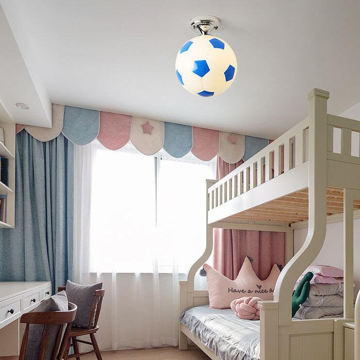 Lisslune | SportLume Creative Ceiling Light | Basketball & Football Design | Semi-Mount | Glass Lamp