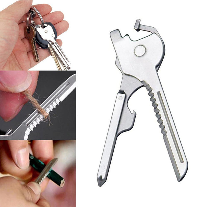 Lisslune | 6-in-1 key ring multifunctional tool mini multitool keychain pocket stainless steel foldable Swiss Tech simple bottle opener keychain