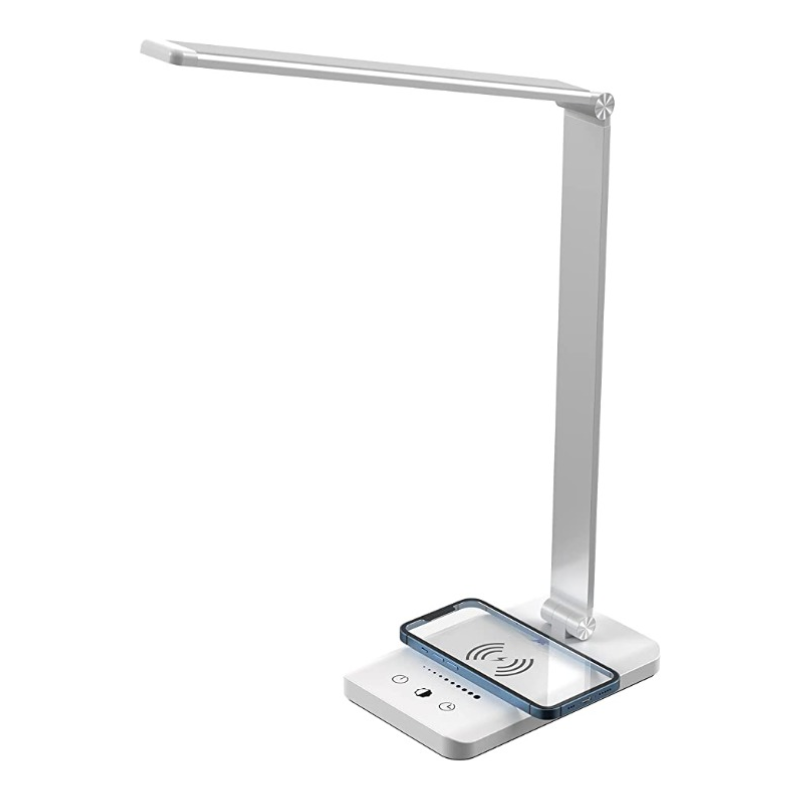 Lisslune | LED desk lamp with USB charging port, dimmable eye-friendly reading lamp for home, with 5 brightness levels & 3 light modes, touch control, auto timer (Black)