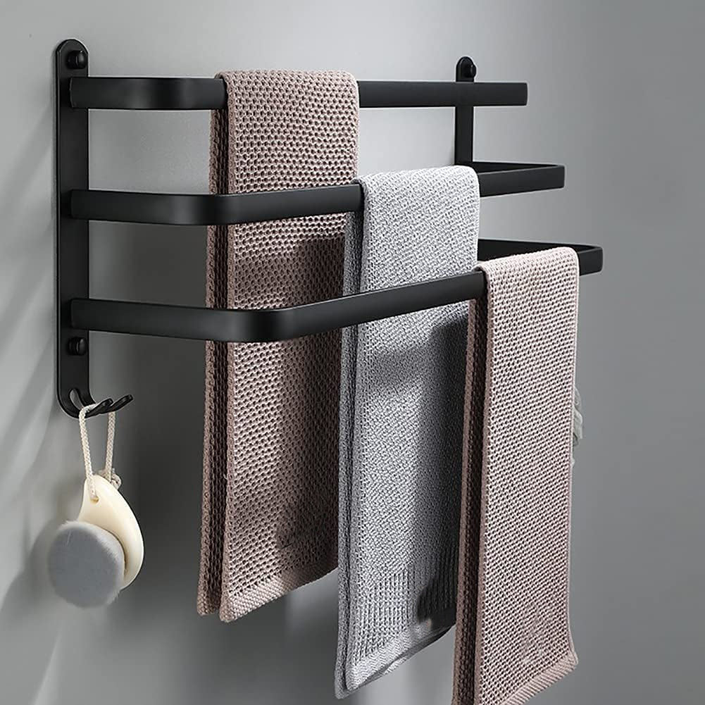 Lisslune | FlexRack Wall-Mounted Bathroom Storage Shelf with Towel Holder – Space-Saving Aluminium Rack