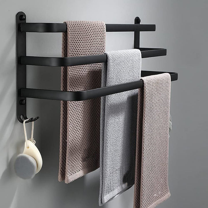 Lisslune | FlexRack Wall-Mounted Bathroom Storage Shelf with Towel Holder – Space-Saving Aluminium Rack