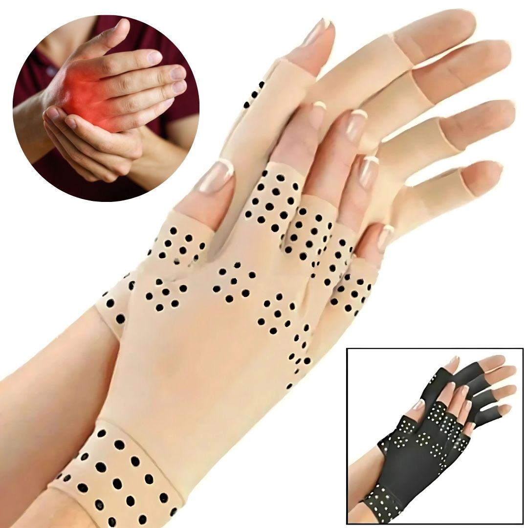 Lisslune | Fingerless Gloves for Arthritis & Pain Relief - Magnetic Compression for Improved Circulation and Reduced Swelling
