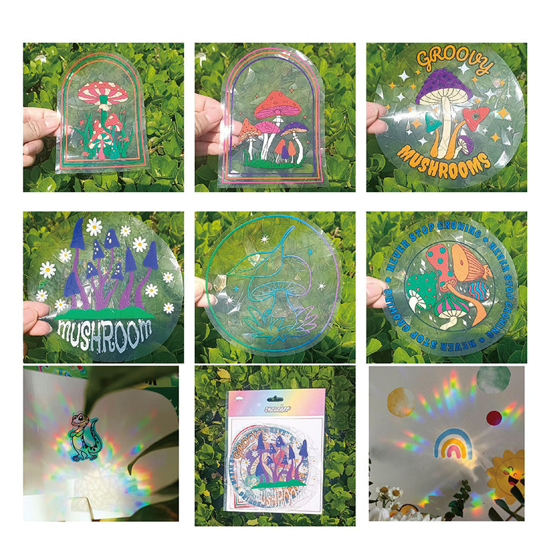 Lisslune | PVC Colorful Adsorption Rainbow Glass Window Stickers, 6 pcs