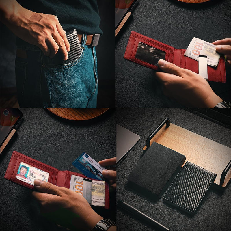 Lisslune | Theft-proof magnetic card holder made of genuine leather
