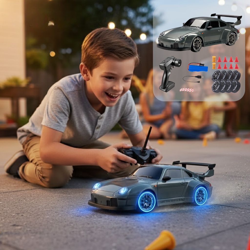 Lisslune | 1:24 RC Drift Car | 4WD, LED Wheels & USB Rechargeable for Indoor and Outdoor Racing Fun
