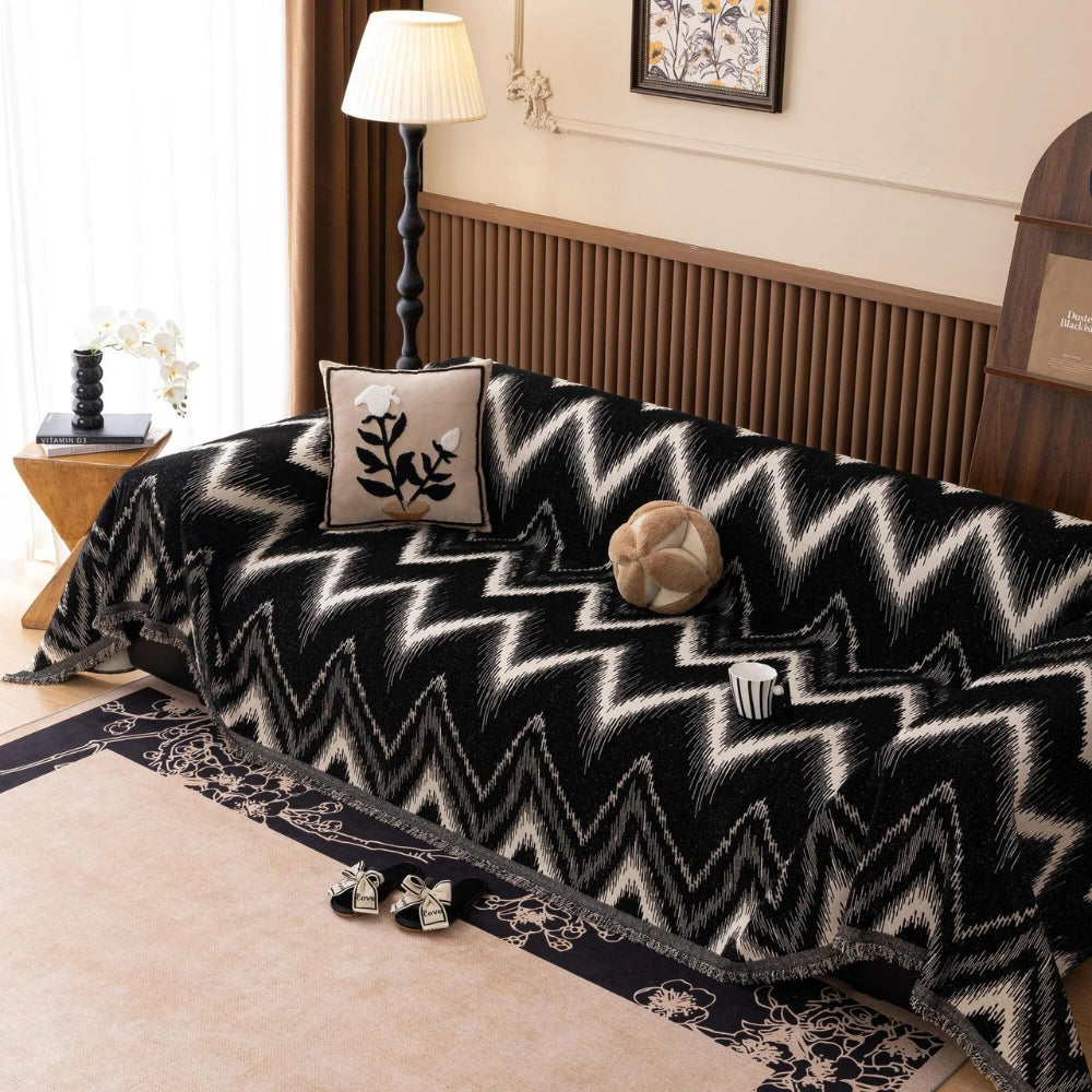 Lisslune | Ochre Streak Textured Sofa Cover