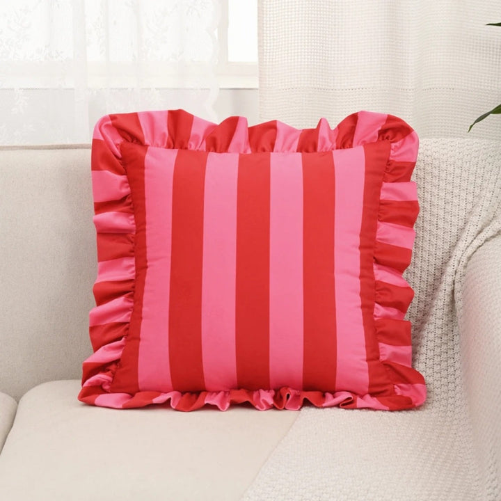 Lisslune | Retro Striped Ruffle Cushion Cover