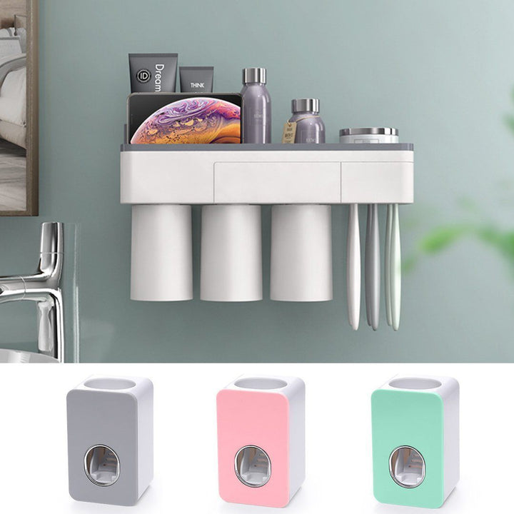 Lisslune | Practical toothbrush holder set with toothpaste dispenser
