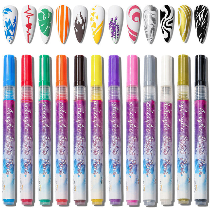 Lisslune | 12-color ultrathin curved nail pen