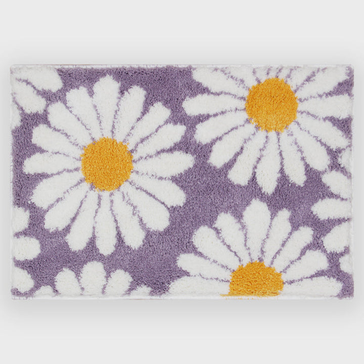 Lisslune | Feblilac Sweet Daisy Bath Mat, Purple Flower Carpet Bathroom