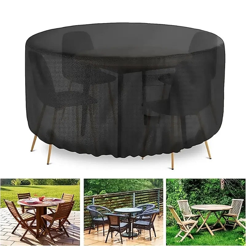Lisslune | Round Waterproof Garden Furniture Cover | Heavy-Duty, UV-Resistant & Adjustable for Outdoor Tables and Chairs