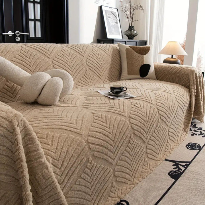Lisslune | Herringbone Leaf Design Fleece Sofa Cover