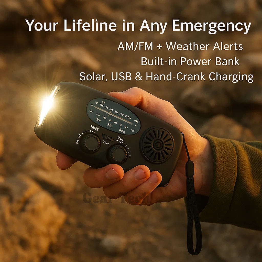 Lisslune | Portable Wind-Up Radio | AM/FM, Weather Broadcasts & Built-In Power Bank for Emergency Preparedness