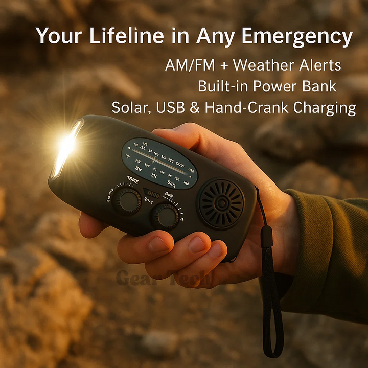 Lisslune | Portable Wind-Up Radio | AM/FM, Weather Broadcasts & Built-In Power Bank for Emergency Preparedness