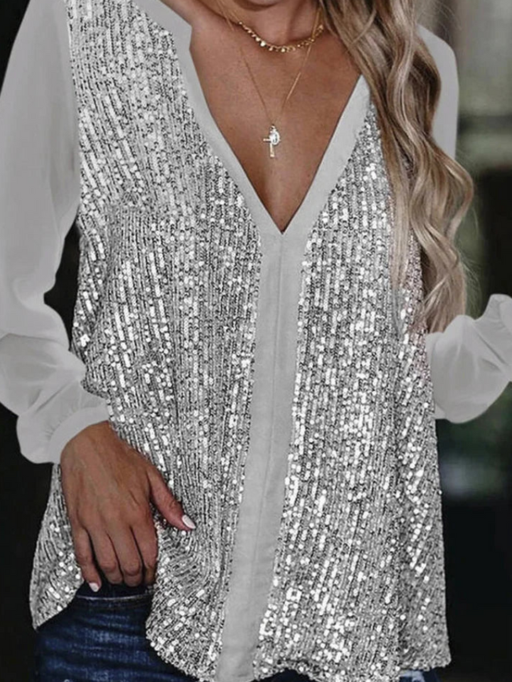 Lisslune | Locker Falling Women's Blouse with V-Neck Elegant Top
