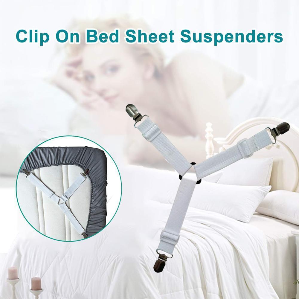 Lisslune | Bed Sheet Tighter, 8-Pack Adjustable Triangular Elastic Band Straps