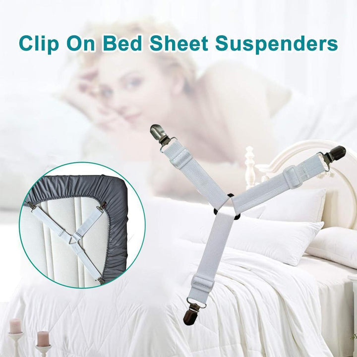 Lisslune | Bed Sheet Tighter, 8-Pack Adjustable Triangular Elastic Band Straps