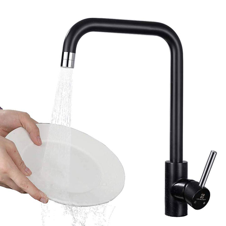 Lisslune | 2-Beam Kitchen Faucet Black 360° Rotatable Water Faucet Kitchen Faucet Sink